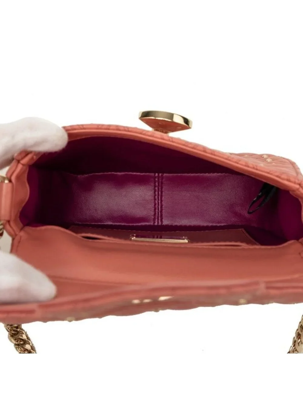 Bvlgari Diva's Dream Crossbody Chain Shoulder Bag Pink Leather Metal